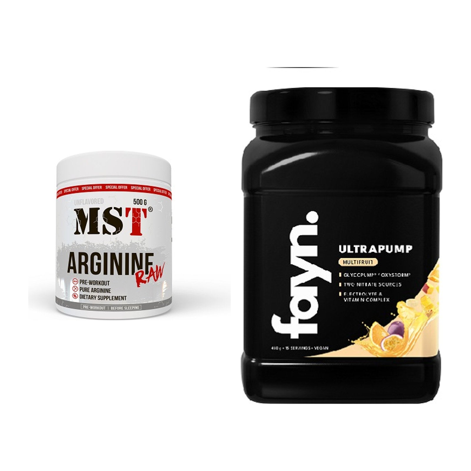 Pump-Set: MST Arginine RAW + Fayn. Ultrapump – alle enthaltenen Artikel