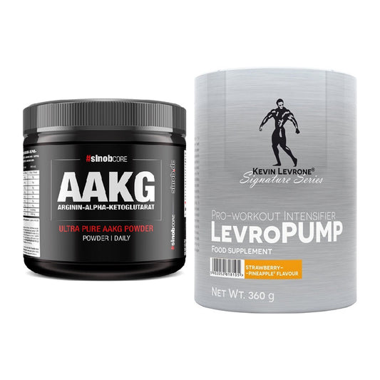 Pump-Set: Sinob Core Arginin AAKG Pulver + Kevin Levrone Levro Pump – alle enthaltenen Artikel