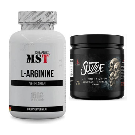 Pump-Set: MST L-Arginine 120 Kaps. + #GYMJUICE SUIZIDE Booster – alle enthaltenen Artikel