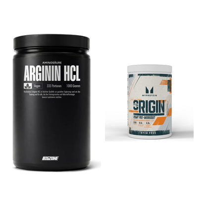 Pump-Set: Big Zone L-Arginin + MyProtein Origin Pump Pre-Workout – alle enthaltenen Artikel