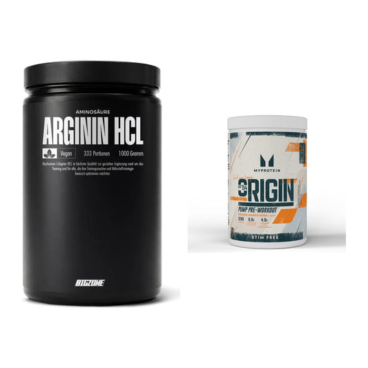 Pump-Set: Big Zone L-Arginin + MyProtein Origin Pump Pre-Workout – alle enthaltenen Artikel