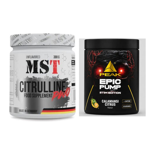 Pump-Set: MST Citrulline Malat 300g + Peak Epic Pump Stim Edition 500g – alle enthaltenen Artikel