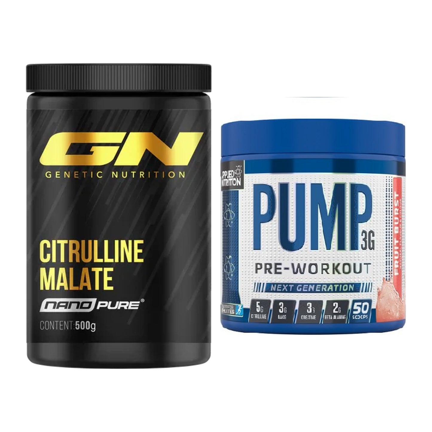Pump-Set: GN Citrulline Malate + Applied Nutrition Pump 3G 375g – alle enthaltenen Artikel