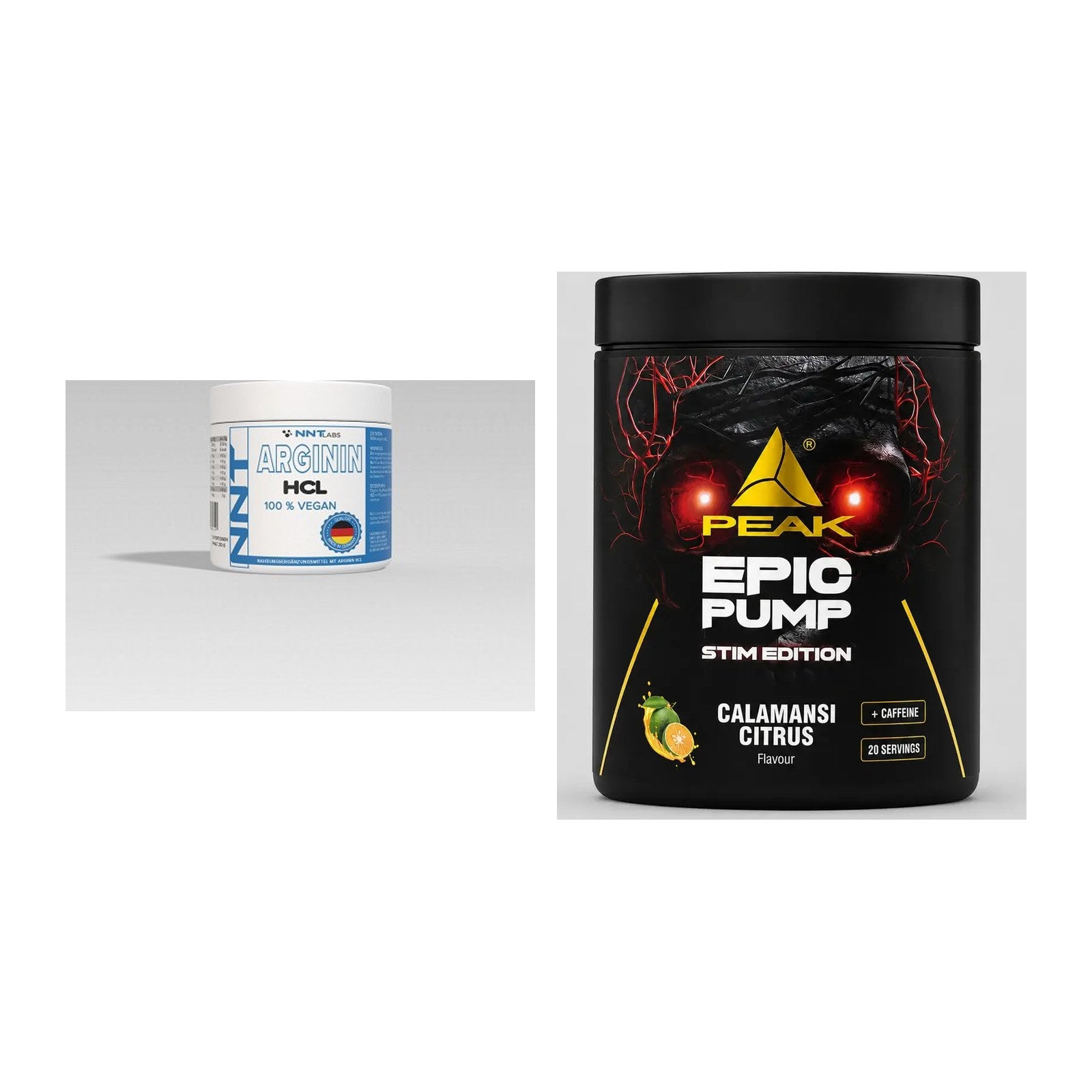 Pump-Set: NNT Arginin + Peak Epic Pump Stim Edition 500g – alle enthaltenen Artikel