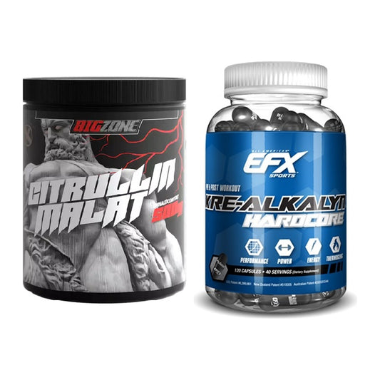 Pump-Set: Big Zone Citrullin Malat + EFX Kre-Alkalyn Hardcore – alle enthaltenen Artikel