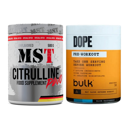Pump-Set: MST Citrulline Malat 500g + Bulk Dope Pre-Workout 30 Serv. – alle enthaltenen Artikel