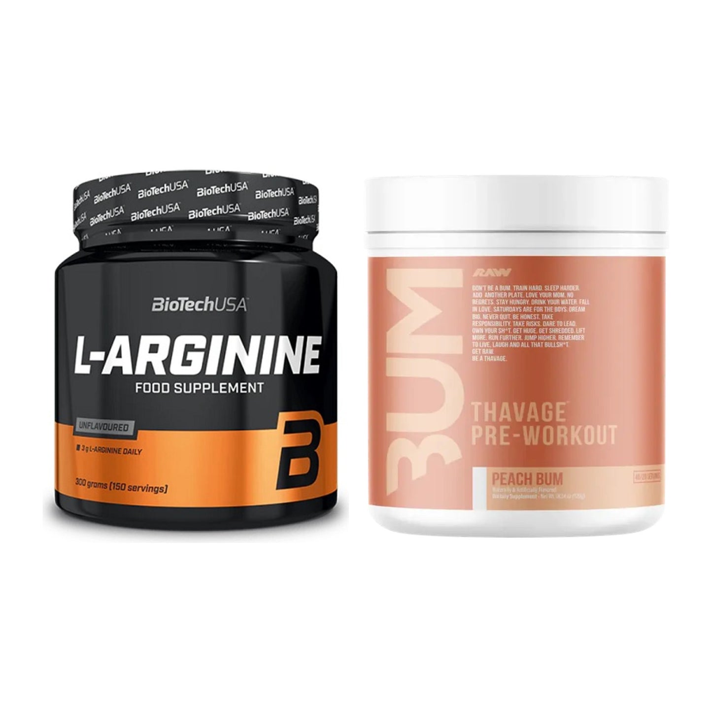 Pump-Set: BioTech L-Arginin + RAW Nutrition CBUM Thavage – alle enthaltenen Artikel