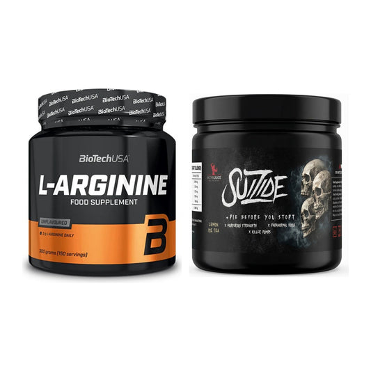 Pump-Set: BioTech L-Arginin + #GYMJUICE SUIZIDE Booster – alle enthaltenen Artikel