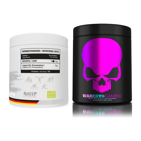 Pump-Set: MST Arginine HCL + Genius Nutrition Warcry Gaming – alle enthaltenen Artikel