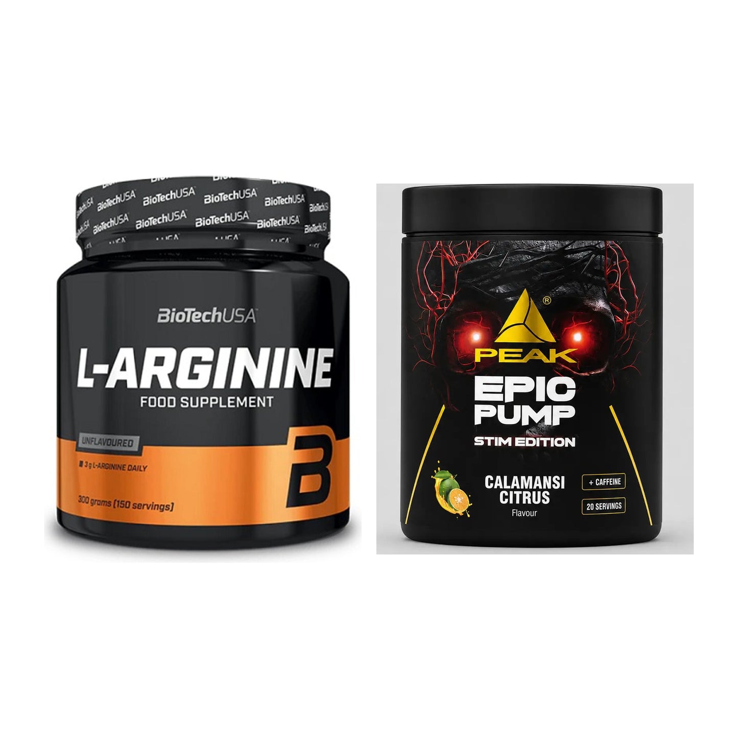 Pump-Set: BioTech L-Arginin + Peak Epic Pump Stim Edition – alle enthaltenen Artikel