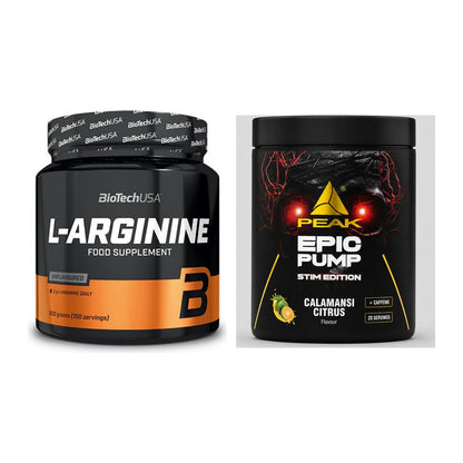 Pump-Set: BioTech L-Arginin + Peak Epic Pump Stim Edition – alle enthaltenen Artikel