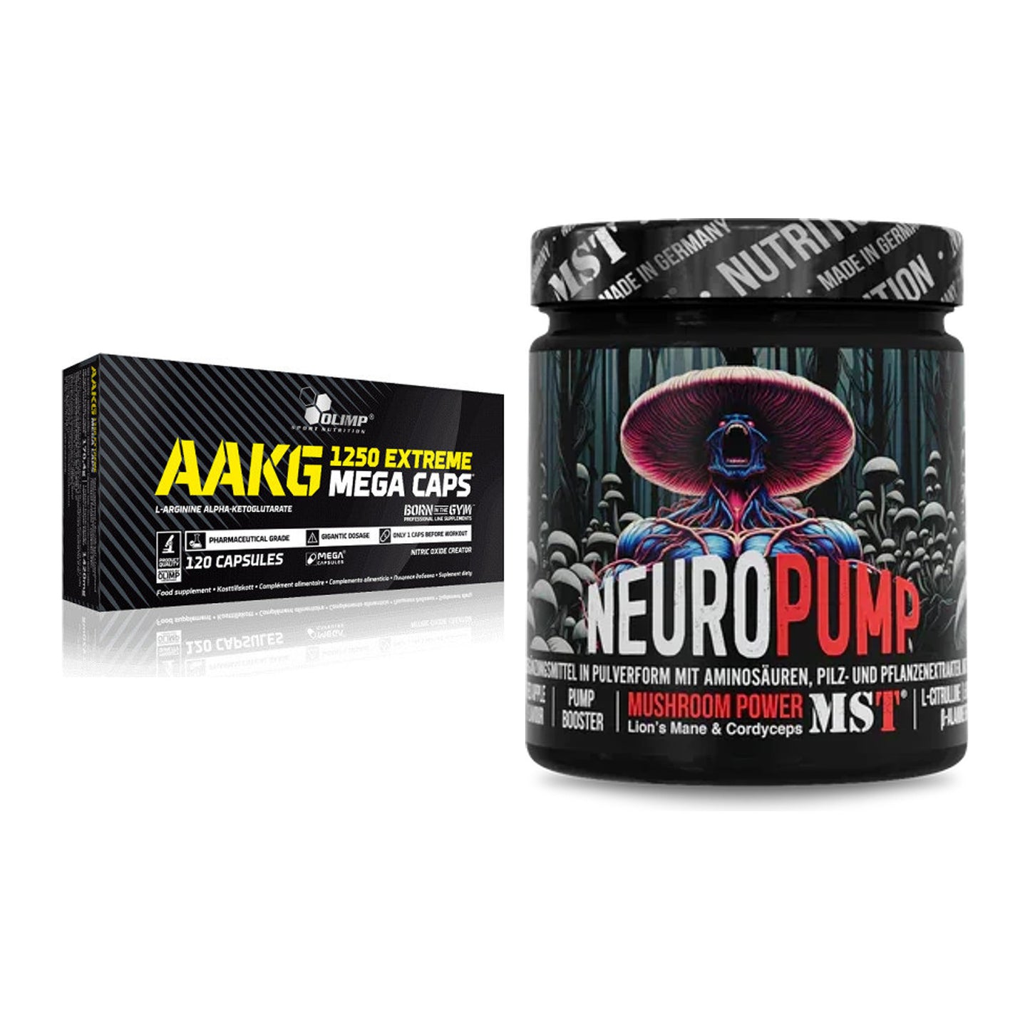 Pump-Set: Olimp AAKG Extreme Mega Caps + MST NeuroPump – alle enthaltenen Artikel
