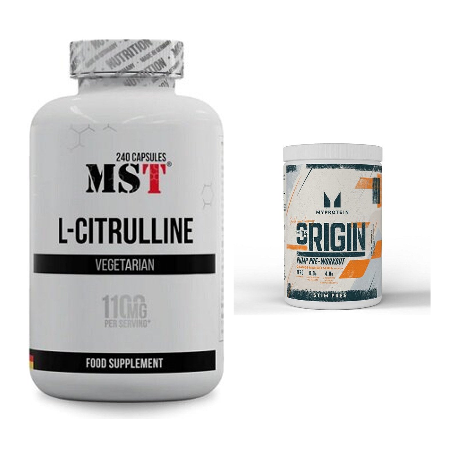 Pump-Set: MST Citrulline + MyProtein Origin Pump Pre-Workout – alle enthaltenen Artikel