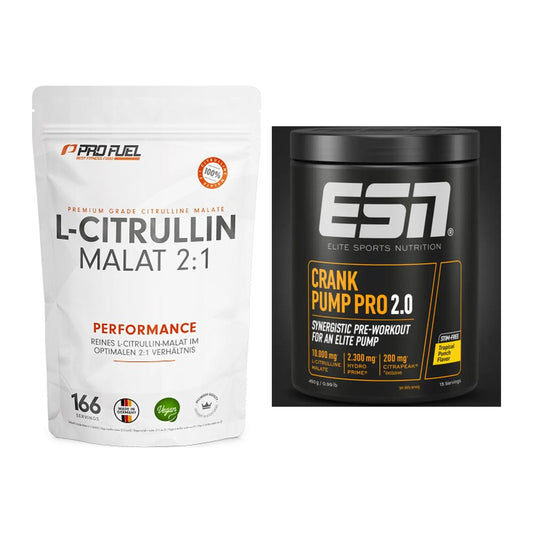 Pump-Set: ProFuel L-Citrullin Malat + ESN Crank Pump Pro 2.0 – alle enthaltenen Artikel