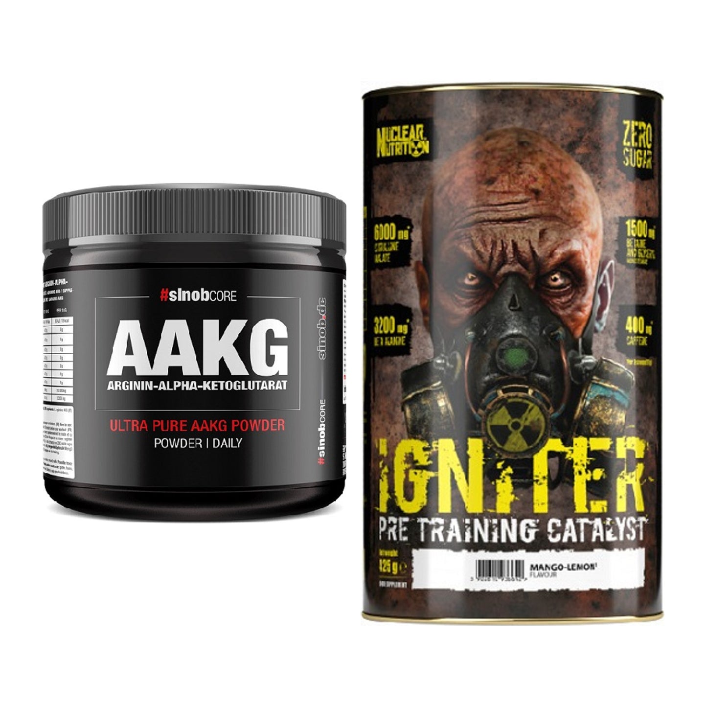 Pump-Set: Sinob Core Arginin AAKG + Nuclear Nutrition IGNITER – alle enthaltenen Artikel