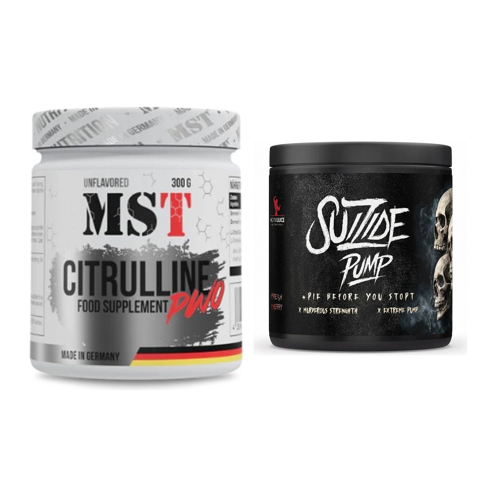 Pump-Set: MST Citrulline Malat 300g + #GYMJUICE SUIZIDE PUMP – alle enthaltenen Artikel