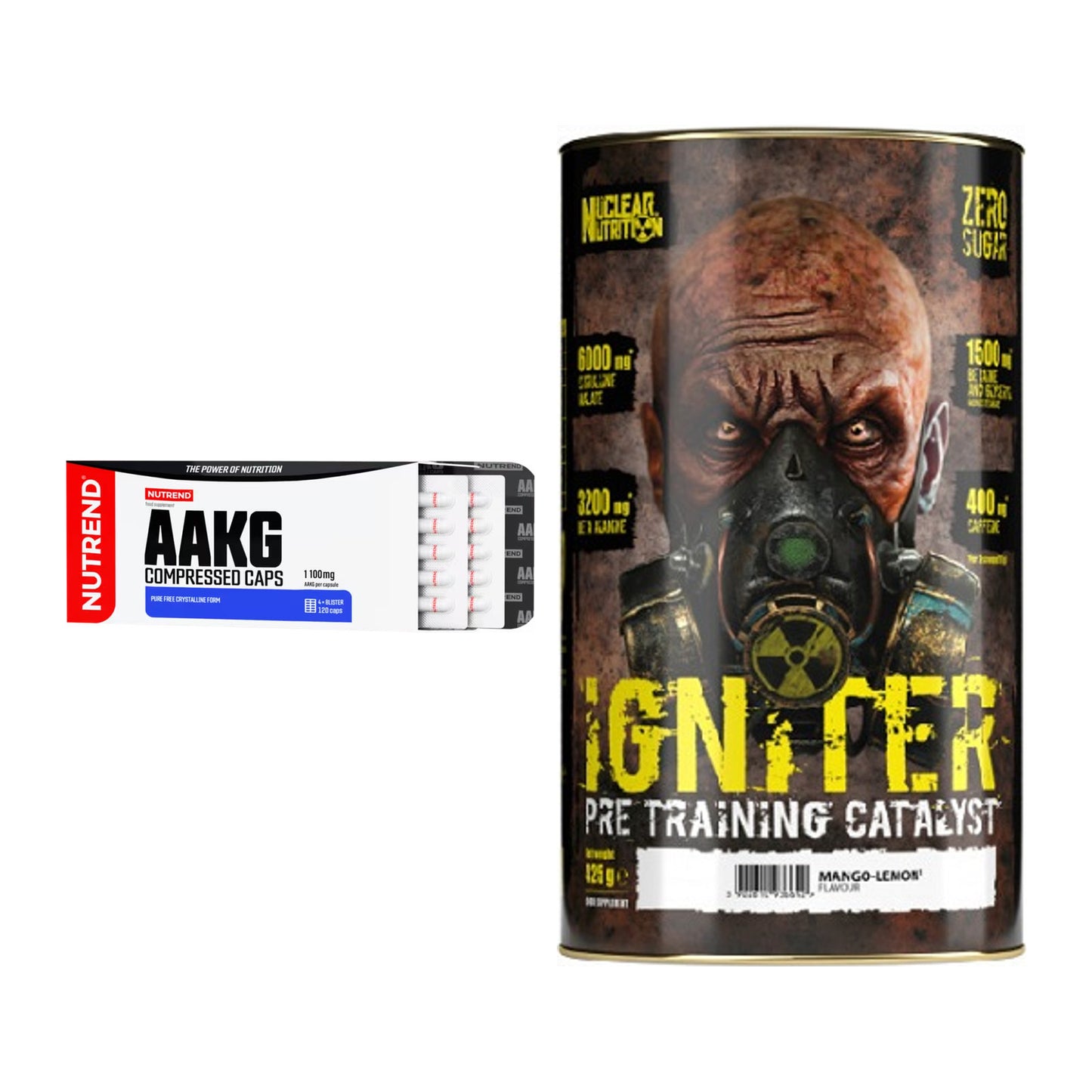Pump-Set: Nutrend AAKG Compressed + Nuclear Nutrition IGNITER – alle enthaltenen Artikel