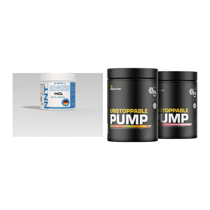 Pump-Set: NNT Arginin + Dedicated Unstoppable Pump – alle enthaltenen Artikel