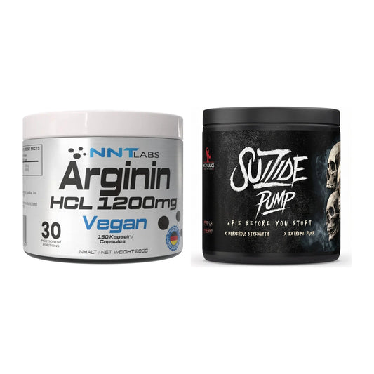 Pump-Set: NNT Arginin HCL 1200 mg + #GYMJUICE SUIZIDE PUMP – alle enthaltenen Artikel