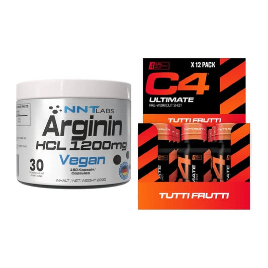 Pump-Set: NNT Arginin HCL 1200 mg + Cellucor C4 Ultimate Pre-Workout – alle enthaltenen Artikel