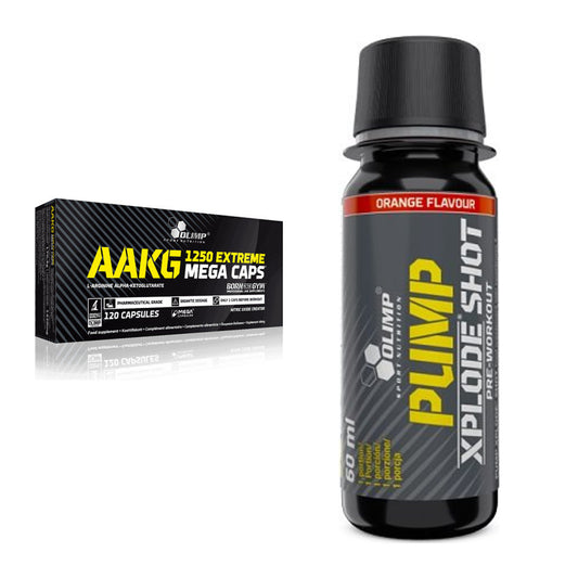 Pump-Set: Olimp AAKG Extreme Mega Caps + Olimp Pump Xplode Shot – alle enthaltenen Artikel