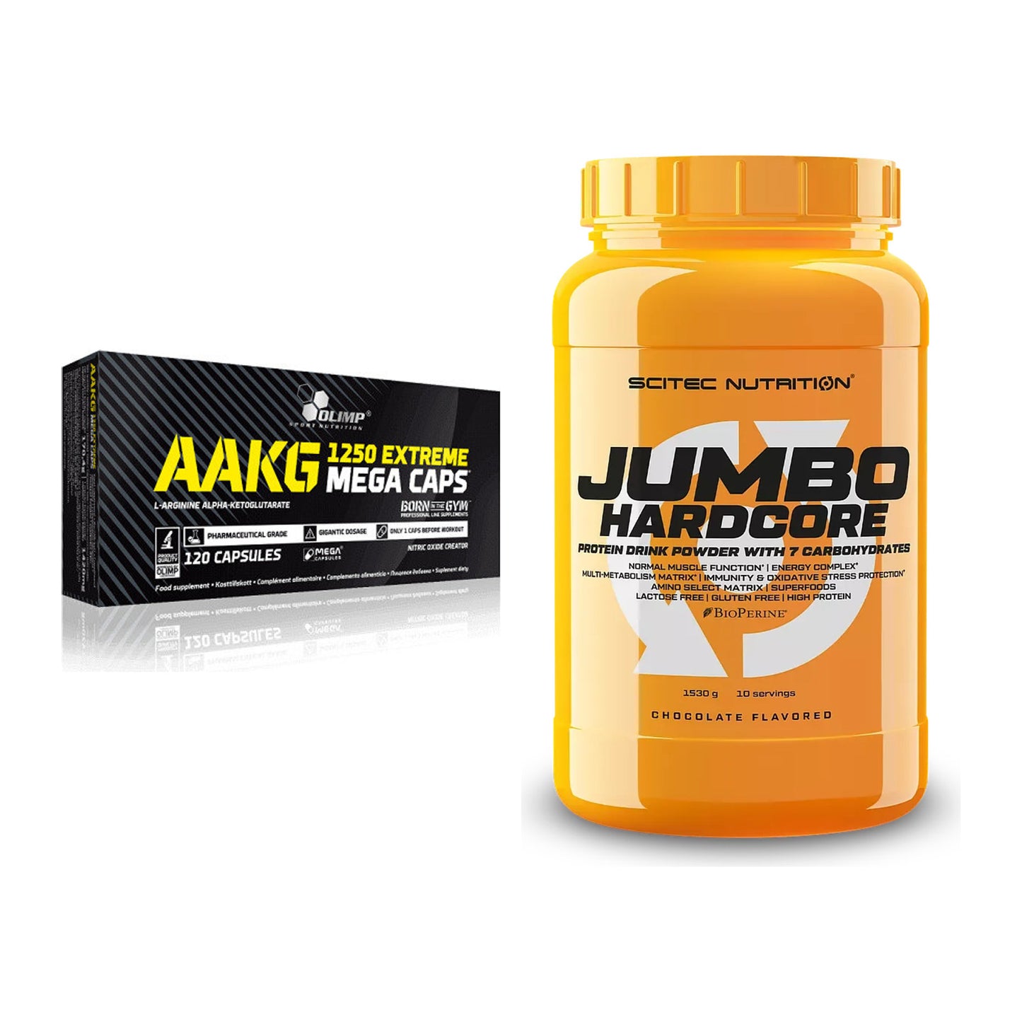 Pump-Set: Olimp AAKG Extreme Mega Caps + Scitec Jumbo Hardcore1530g – alle enthaltenen Artikel