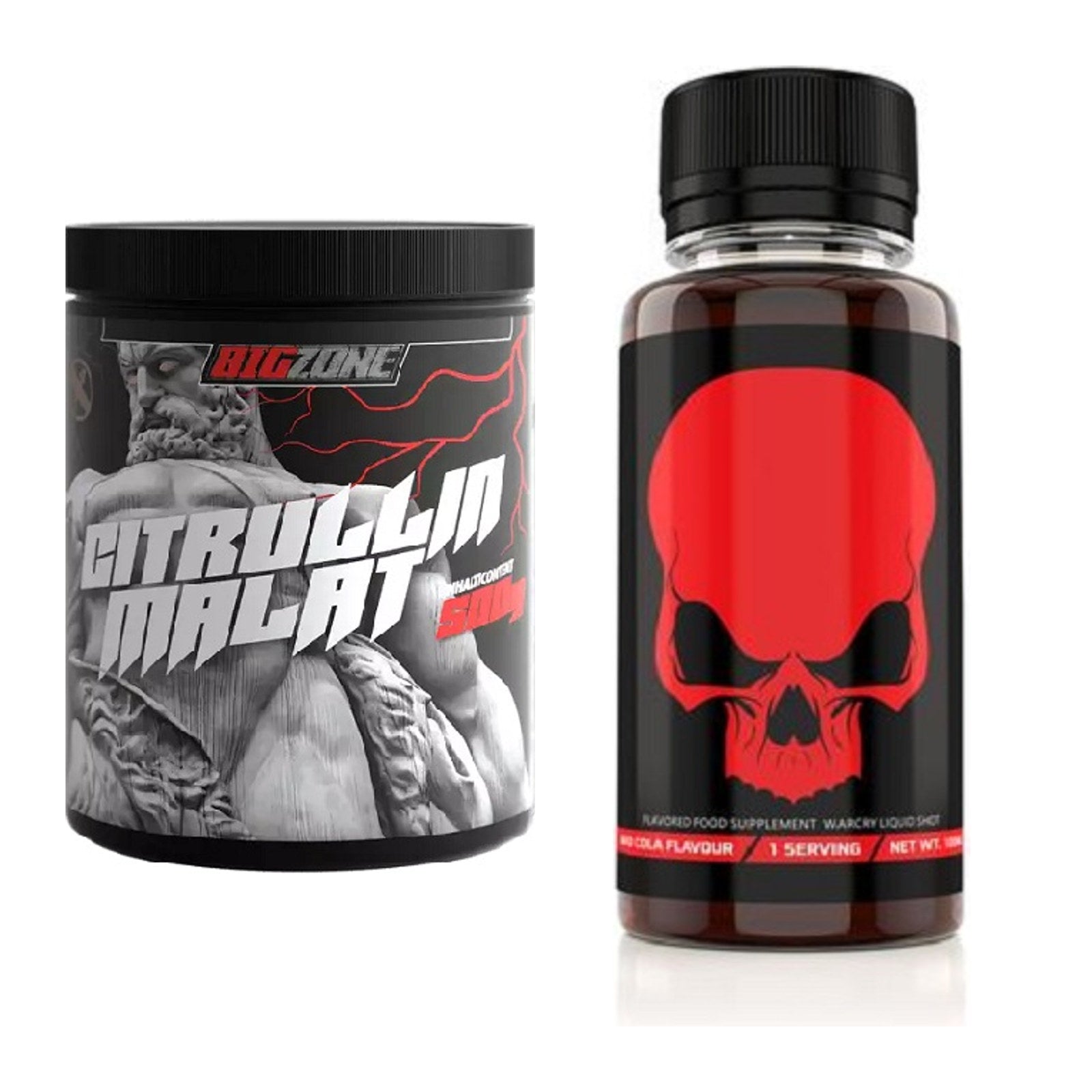 Pump-Set: Big Zone Citrullin Malat + Genius Nutrition Warcry Liquid – alle enthaltenen Artikel