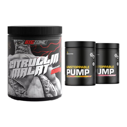 Pump-Set: Big Zone Citrullin Malat + Dedicated Unstoppable Pump – alle enthaltenen Artikel