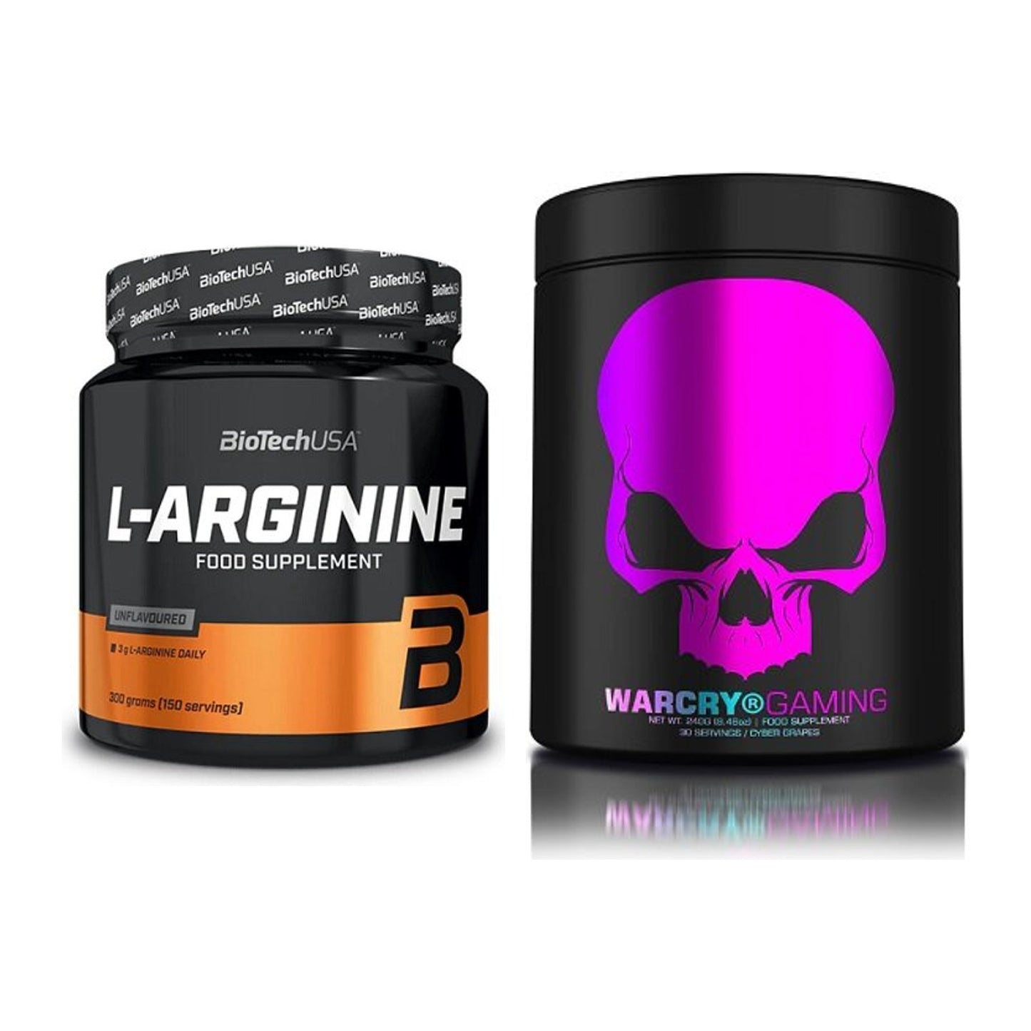 Pump-Set: BioTech L-Arginin + Genius Nutrition Warcry Gaming – alle enthaltenen Artikel