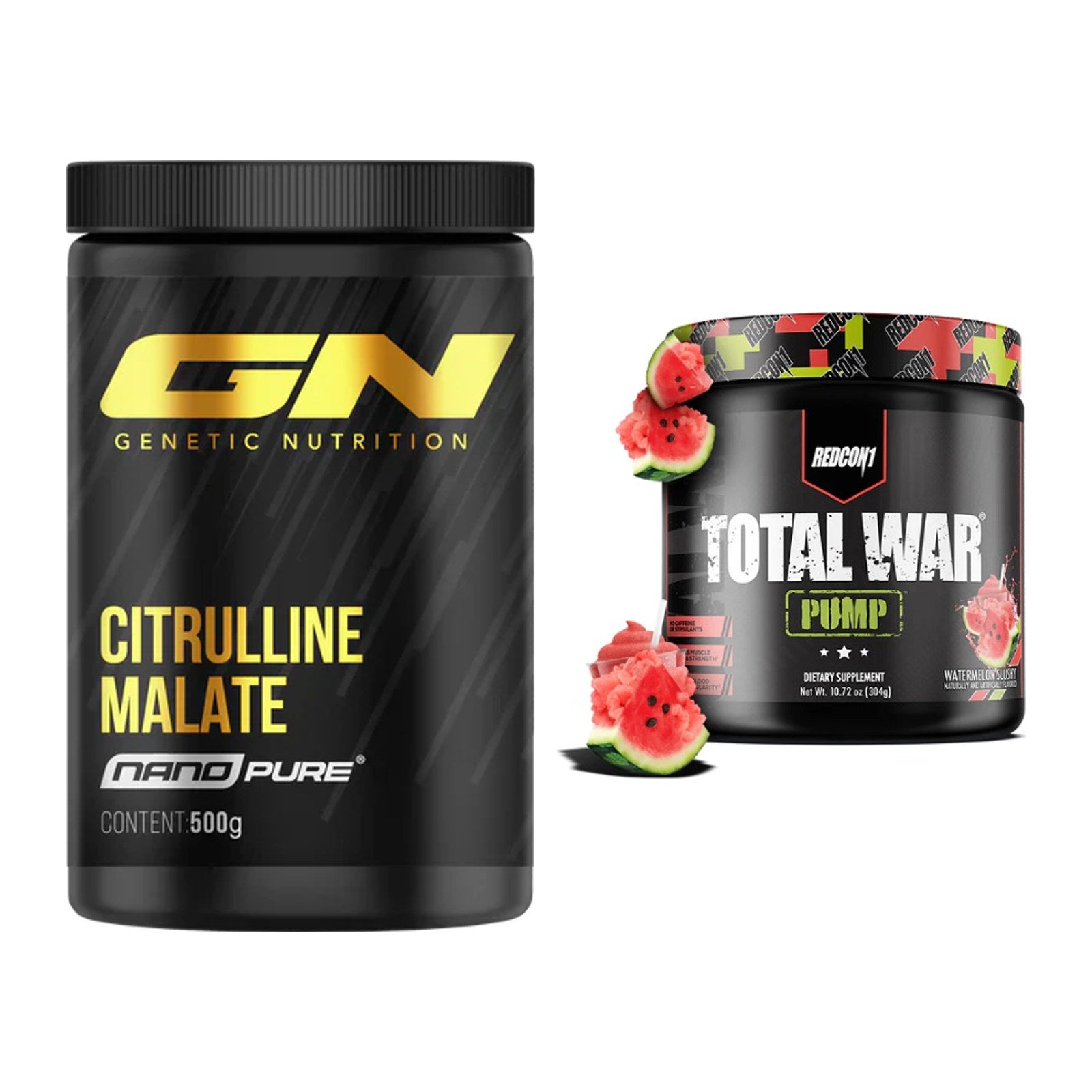Pump-Set: GN Citrulline Malate + Redcon1 Total War PUMP – alle enthaltenen Artikel