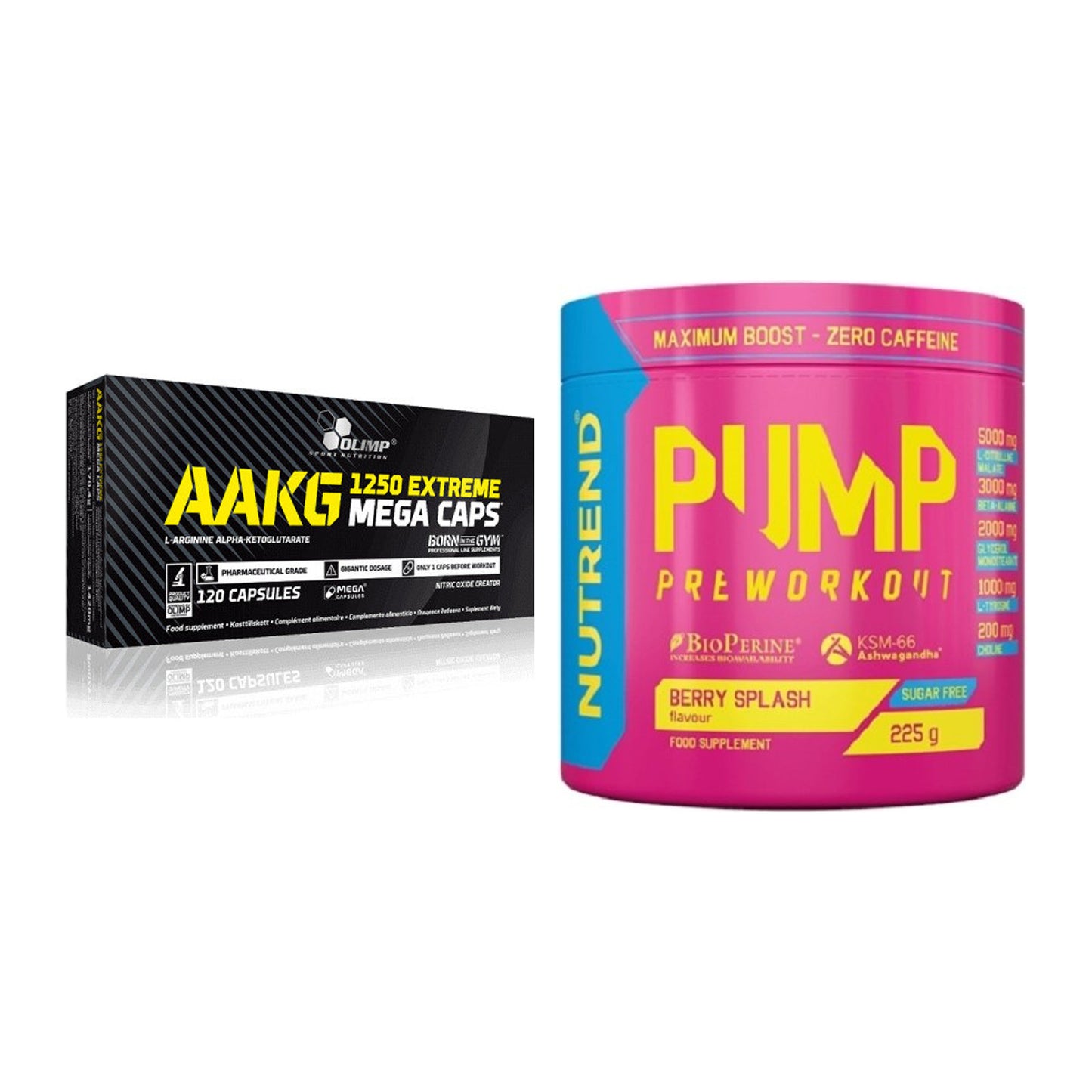 Pump-Set: Olimp AAKG Extreme Mega Caps + Nutrend Pump – alle enthaltenen Artikel