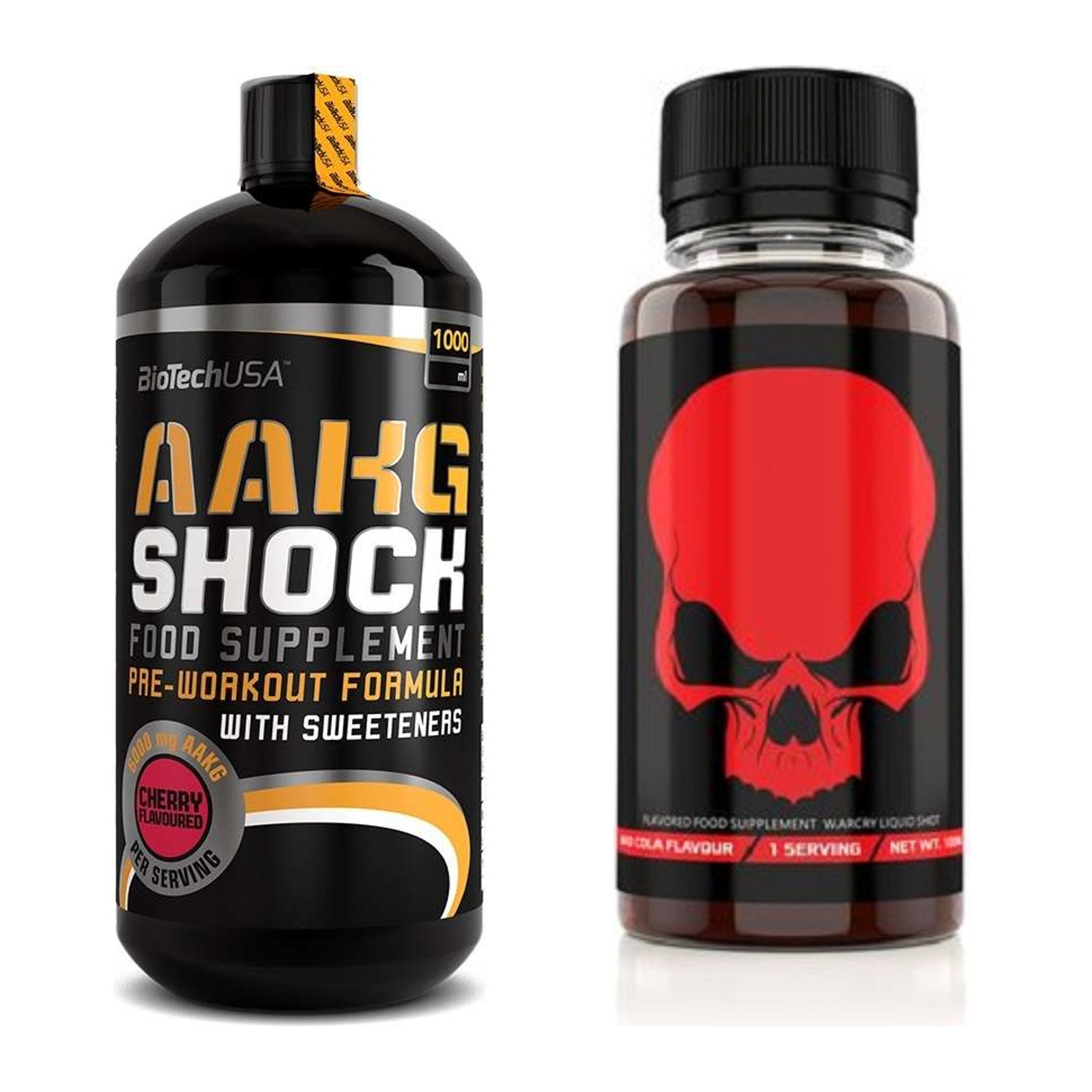 Pump-Set: BioTech AAKG Shock Extreme + Genius Nutrition Warcry Liquid – alle enthaltenen Artikel