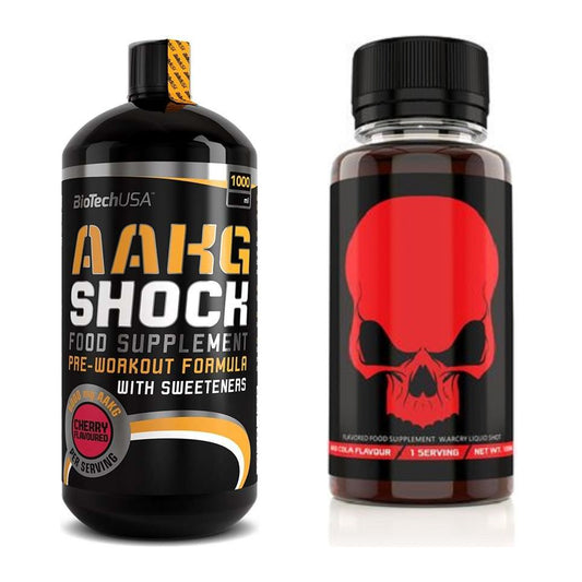 Pump-Set: BioTech AAKG Shock Extreme + Genius Nutrition Warcry Liquid – alle enthaltenen Artikel