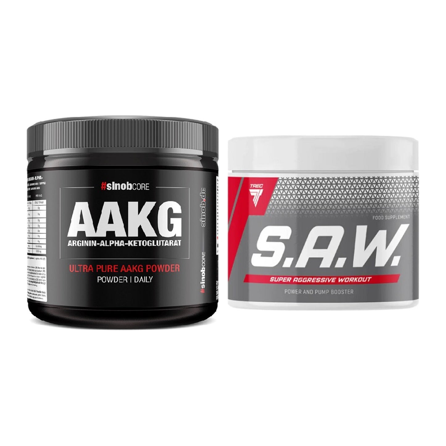 Pump-Set: Sinob Core Arginin AAKG Pulver + Trec Nutrition SAW Booster – alle enthaltenen Artikel