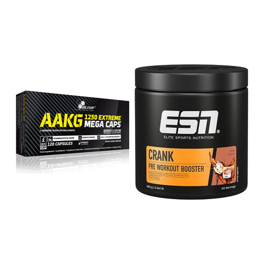 Pump-Set: Olimp AAKG Extreme Mega Caps + ESN Crank Booster – alle enthaltenen Artikel