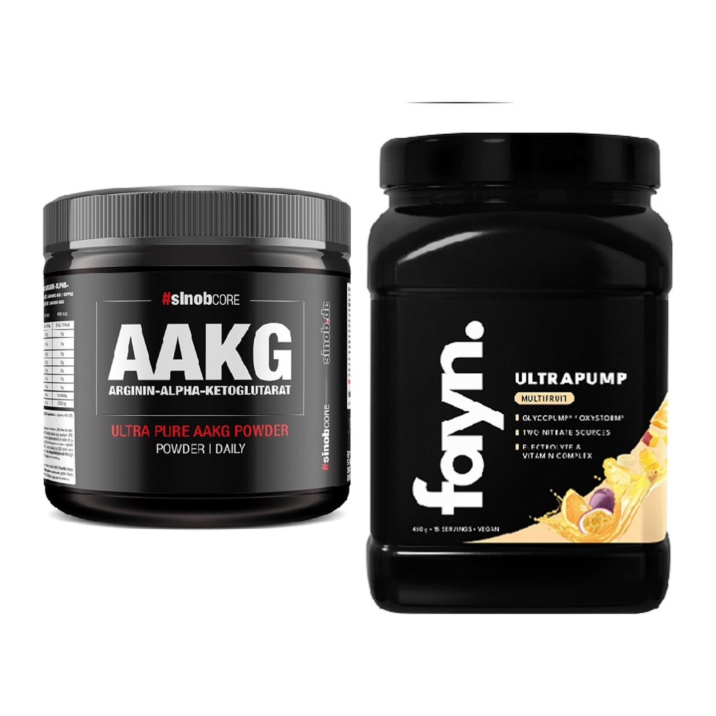 Pump-Set: Sinob Core Arginin AAKG Pulver + Fayn. Ultrapump – alle enthaltenen Artikel