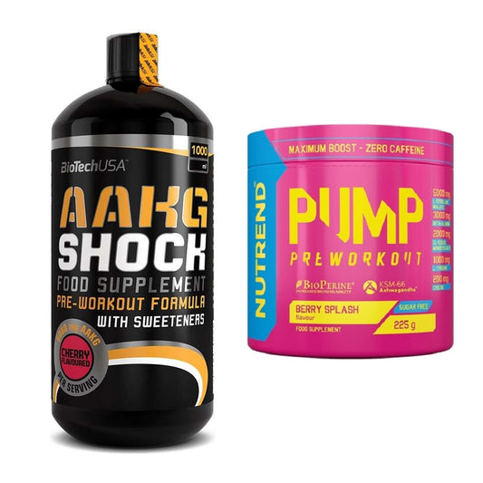 Pump-Set: BioTech AAKG Shock Extreme + Nutrend Pump – alle enthaltenen Artikel