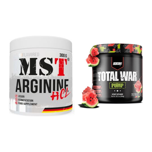 Pump-Set: MST Arginine HCL + Redcon1 Total War PUMP – alle enthaltenen Artikel