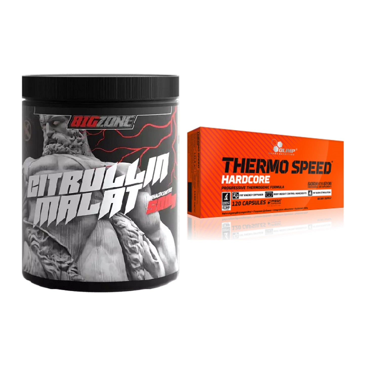 Pump-Set: Big Zone Citrullin Malat + Olimp Thermo Speed Hardcore Mega – alle enthaltenen Artikel