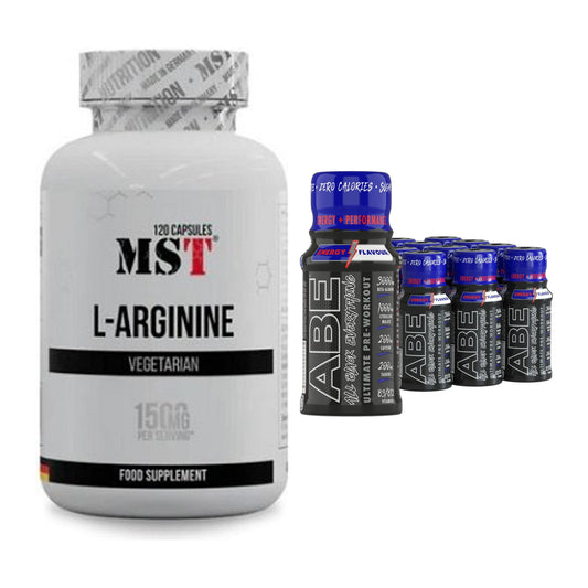 Pump-Set: MST L-Arginine 120 Kaps. + Applied ABE Pre-Workout SHOTS – alle enthaltenen Artikel