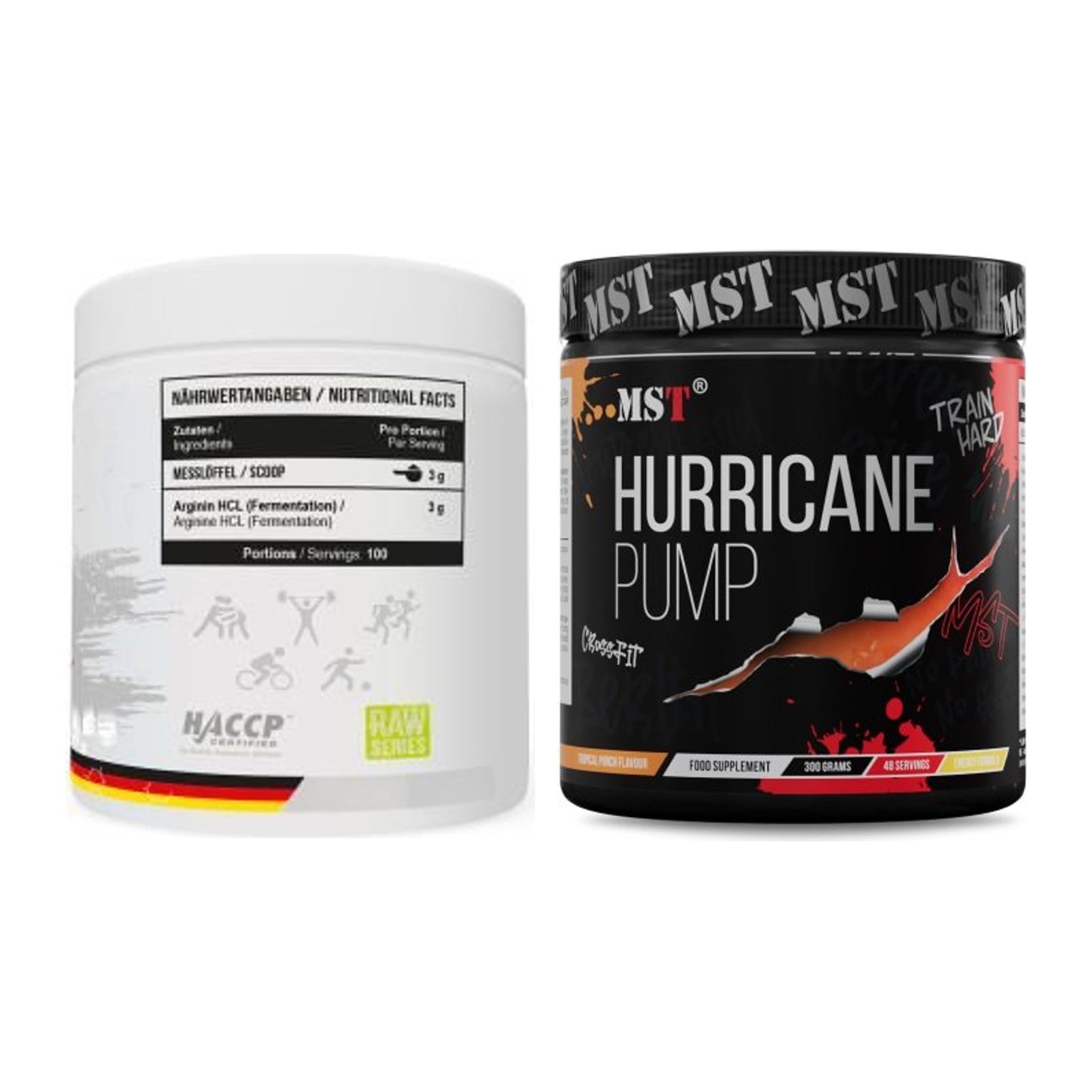 MST Pump-Set: Arginine HCL + Hurricane Pump 300g (Pineapple) – alle enthaltenen Artikel