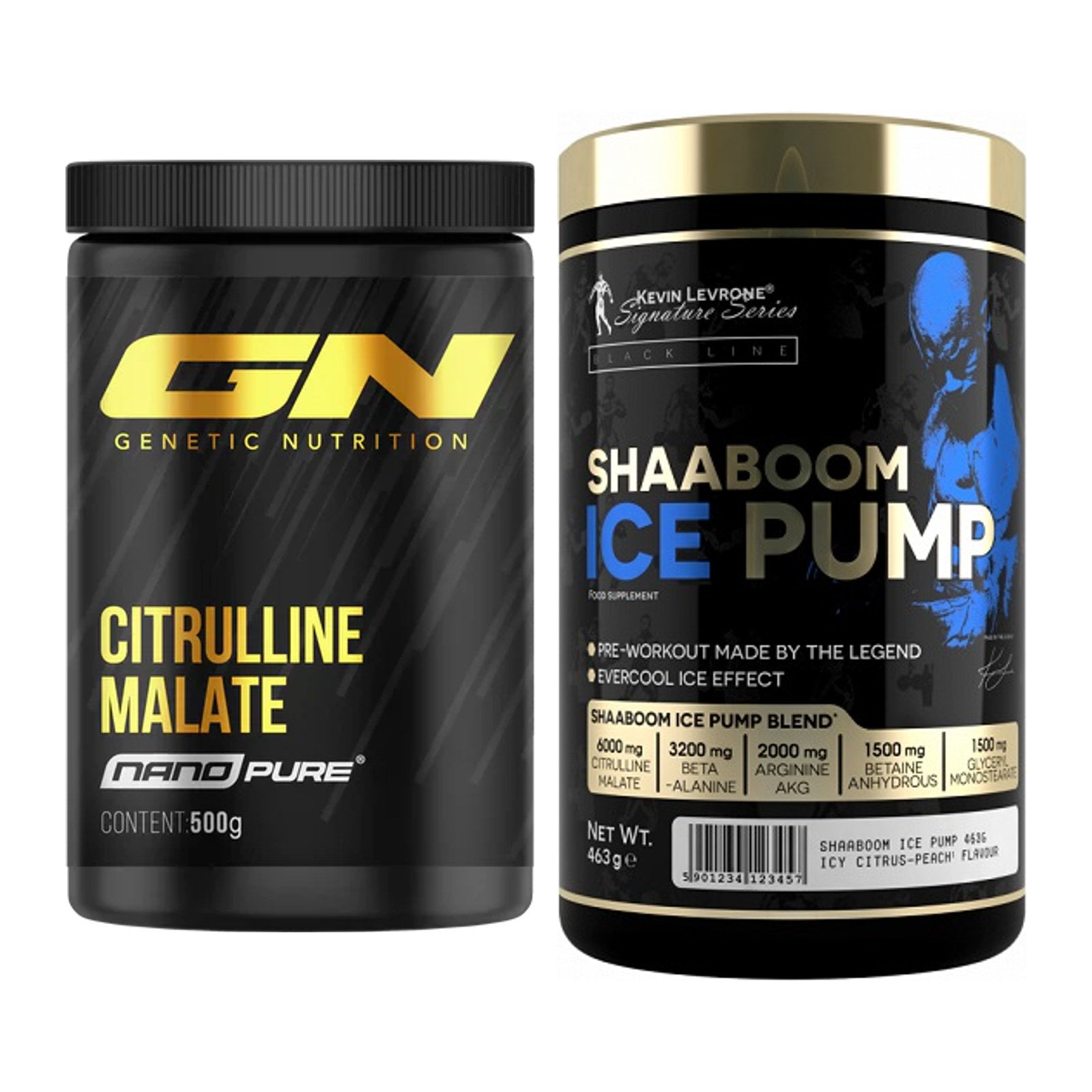 Pump-Set: GN Citrulline Malate + Kevin Levrone Shaaboom Ice Pump – alle enthaltenen Artikel