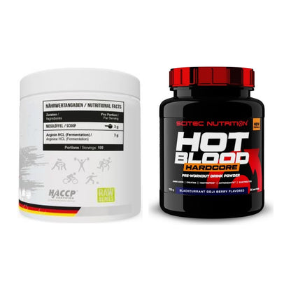 Pump-Set: MST Arginine HCL + Scitec Hot Blood Hardcore 700g – alle enthaltenen Artikel
