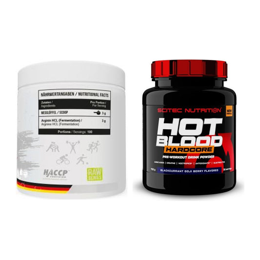 Pump-Set: MST Arginine HCL + Scitec Hot Blood Hardcore 700g – alle enthaltenen Artikel