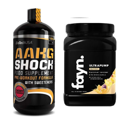 Pump-Set: BioTech AAKG Shock Extreme + Fayn. Ultrapump 450g (Peach – alle enthaltenen Artikel