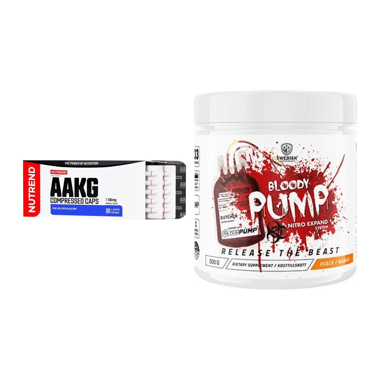 Pump-Set: Nutrend AAKG Compressed + Swedish Supplements Bloody – alle enthaltenen Artikel