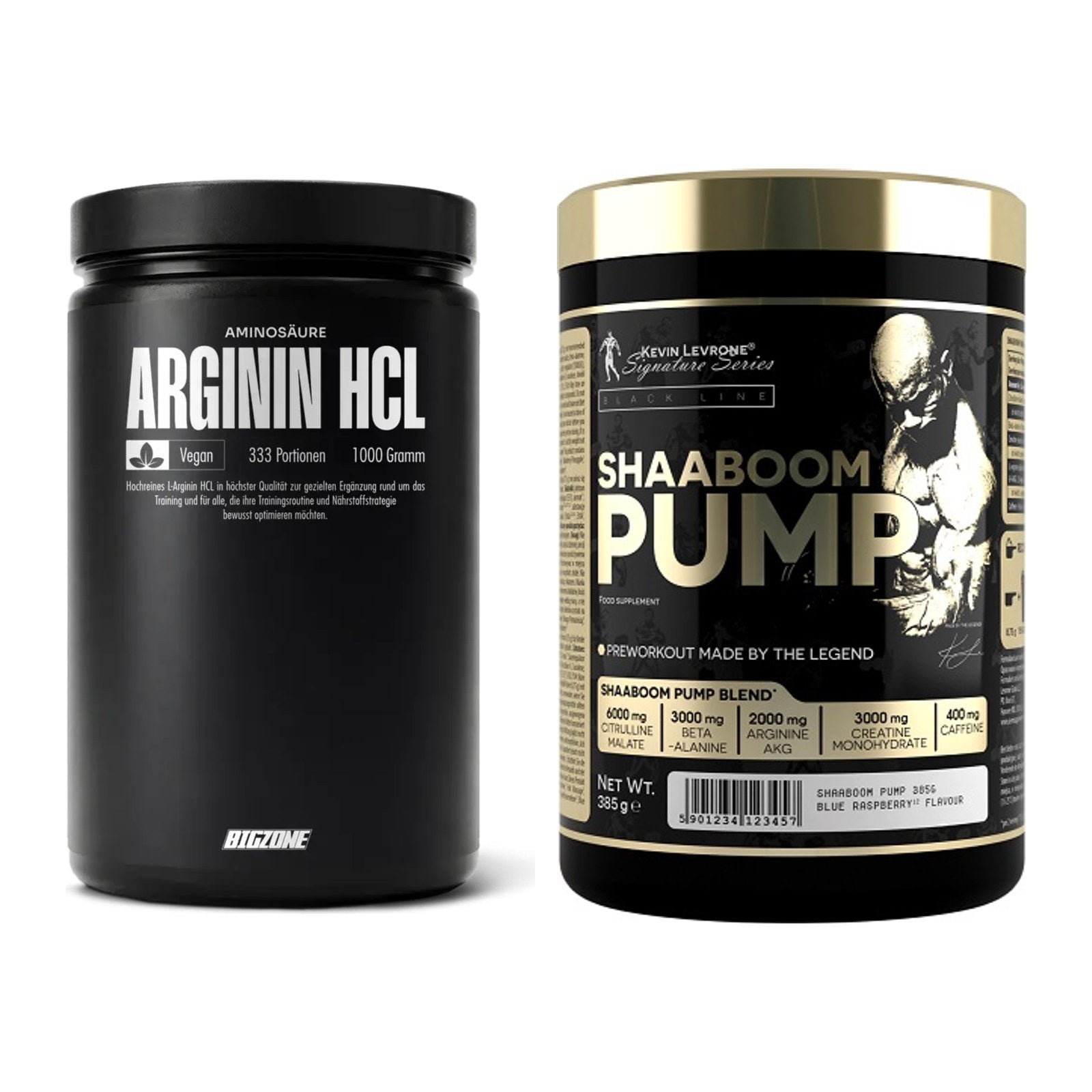Pump-Set: Big Zone L-Arginin + Kevin Levrone Shaaboom Pump – alle enthaltenen Artikel
