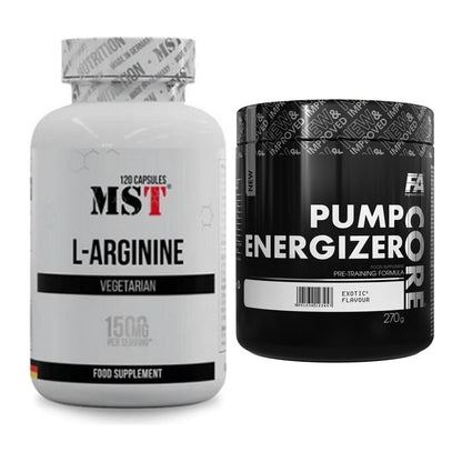Pump-Set: MST L-Arginine 120 Kaps. + FA Nutrition Core Pump Energizer – alle enthaltenen Artikel