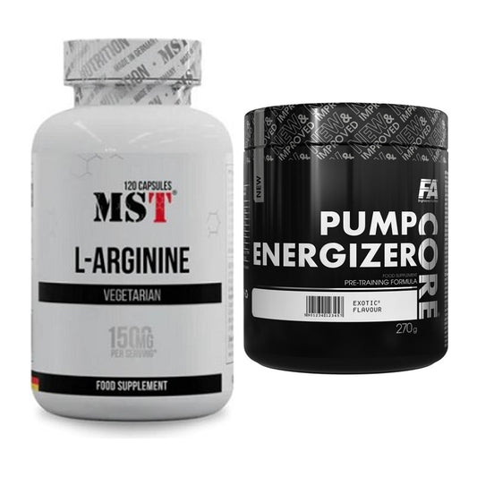 Pump-Set: MST L-Arginine 120 Kaps. + FA Nutrition Core Pump Energizer – alle enthaltenen Artikel