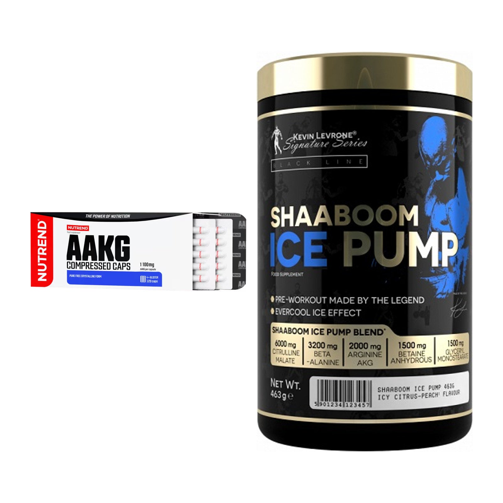 Pump-Set: Nutrend AAKG Compressed + Kevin Levrone Shaaboom Ice – alle enthaltenen Artikel